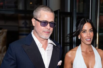 brad pitts girlfriend ines de ramon dons risque bridal inspired ensemble at glitzy f1 premiere 6850cbee27566