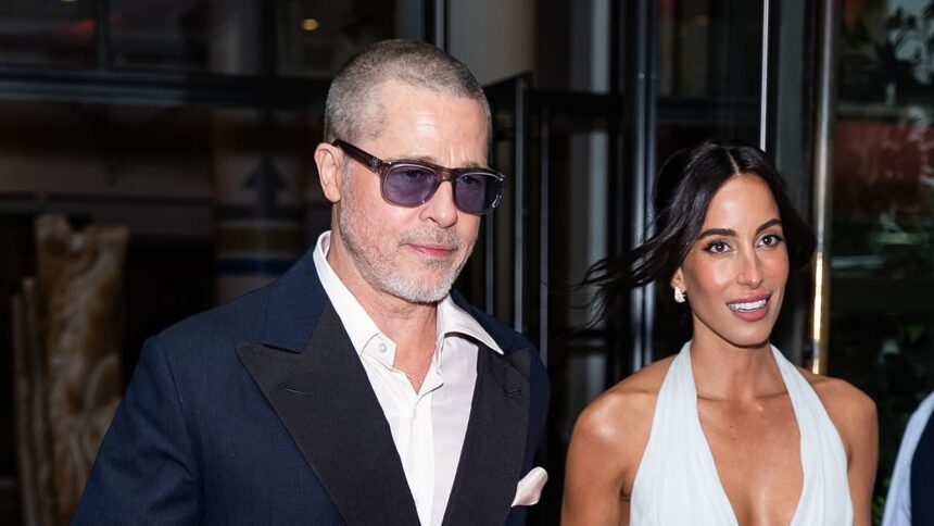 brad pitts girlfriend ines de ramon dons risque bridal inspired ensemble at glitzy f1 premiere 6850cbee27566