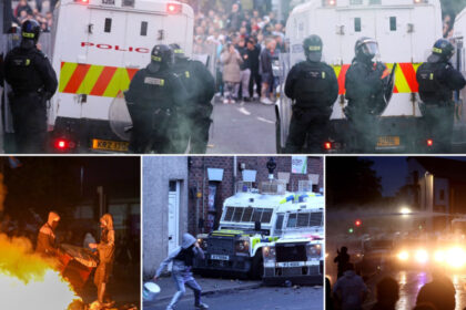 galerie foto romanii sunt vizati in mod special continua violentele in orasul nord irlandez ballymena incendieri case distruse de protestatari 684a85fea999a