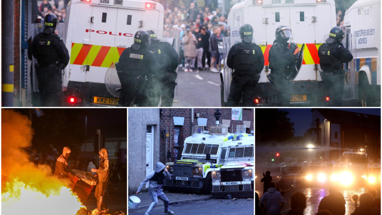 galerie foto romanii sunt vizati in mod special continua violentele in orasul nord irlandez ballymena incendieri case distruse de protestatari 684a85fea999a