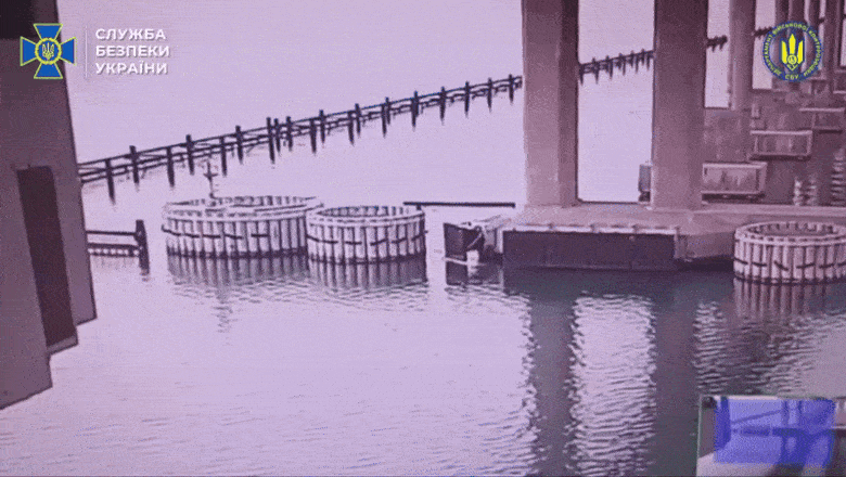 video atac ucrainean la podul kerci din crimeea sbu a detonat pilonii cu peste o tona de