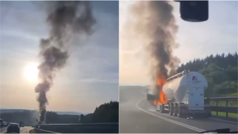 video camion cu ciment cuprins de flacari in cluj incendiul a izbucnit la cabina vehiculului 68414f14c2c32