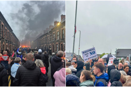 video case incendiate si violente in strada in irlanda de nord dupa ce doi baieti romani de 14 ani au fost arestati preventiv pentru viol 6847d97904166