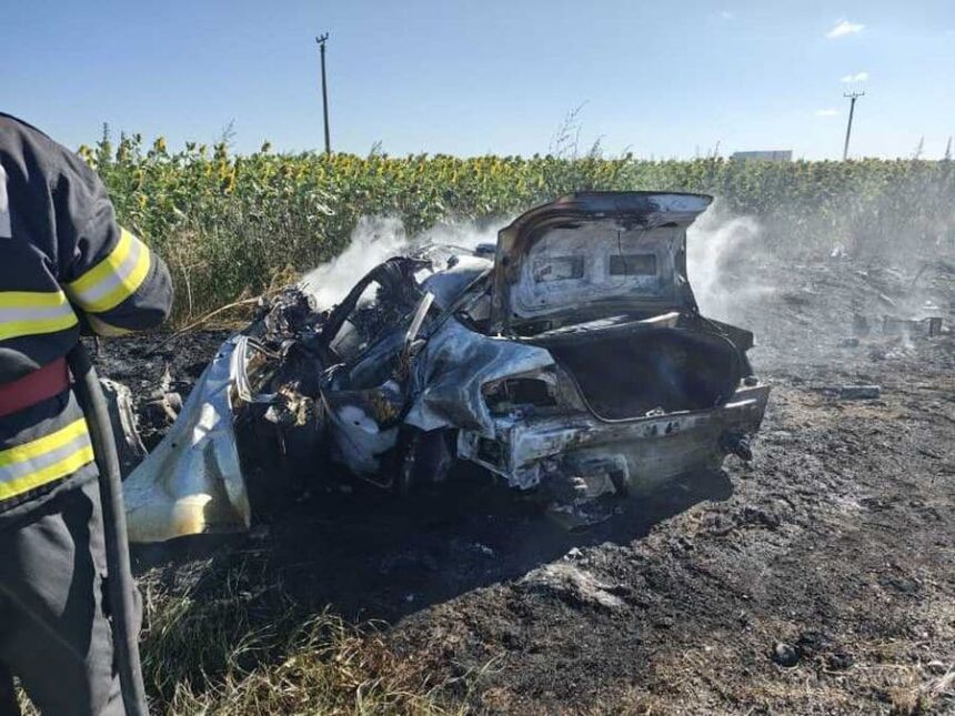 accident mortal in teleorman o masina si o duba s au ciocnit violent dupa impact un autoturism a luat foc 686f814ddf918