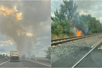 galerie foto trafic deviat de pe autostrada a2 din cauza incendiilor de vegetatie circulatia spre bucuresti oprita intre sarulesti si lehliu 686fe7e64140b