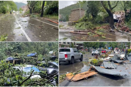 video haos in sinaia dupa o furtuna puternica acoperisul garii luat de vijelie traficul pe dn1 restrictionat din cauza copacilor doborati 686e570c598a8