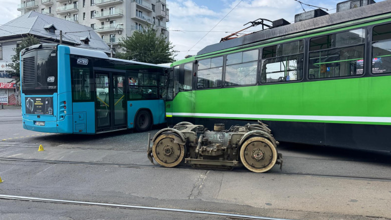 videofoto accident intre un tramvai si un autobuz al stb in sectorul 5 din capitala momentul in care cele doua vehicule se ciocnesc 11 raniti 688b2f8ce2a38