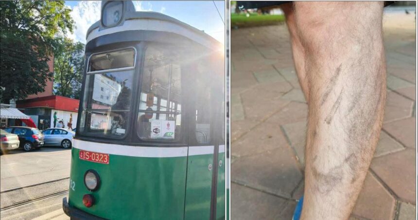 la un pas de tragedie un tanar a incercat sa coboare dintr un tramvai impreuna cu copilul sau in carucior si au fost prinsi intre usi vatmanul a plecat fara sa se mai asigure 68913bcfa4e85