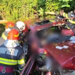 o soferita de 78 de ani a murit dupa ce a plonjat cu masina in albia unui rau alte trei persoane aflate in masina au fost ranite 6895c07198768