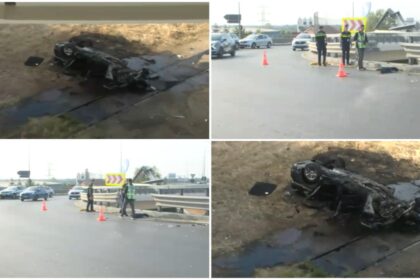 tragedie pe centura capitalei doi oameni au murit dupa ce masina lor a cazut de pe un pod si a fost cuprinsa de flacari 68bd252b44c23