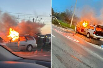 o masina a luat foc pe directia dinspre mall moldova spre oras traficul este blocat 68ea7fe4cbba8