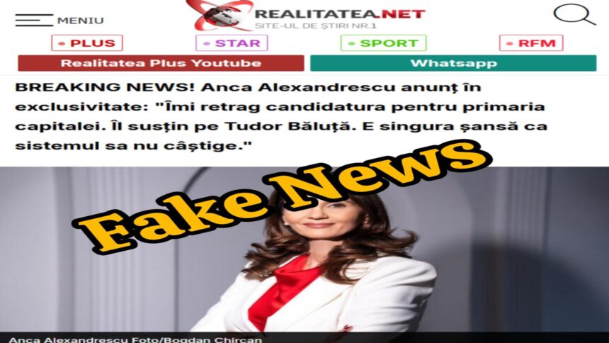 anca alexandrescu si realitatea net victimele unui fals grosolan un fake news lansat pe x anunta retragerea candidatei independente foto 69330f70017c1