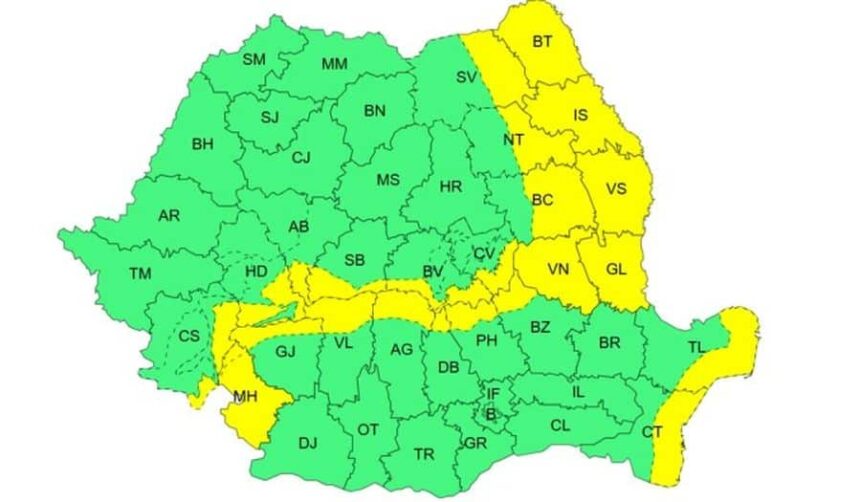 cod galben de vant in cea mai mare parte a moldovei in vestul olteniei si pe litoral 694f9e834a911