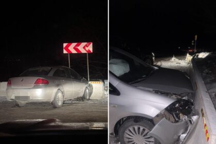 accident din cauza carosabilului alunecos o masina s a infipt in parapet la bordea 6963f40e46d55