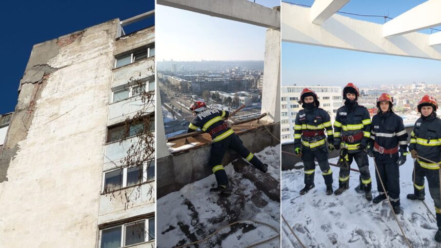 pericol in iasi bucati de tencuiala s au desprins de pe un bloc interventie de urgenta a pompierilor 6970cc00e7568