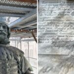 foto scrisoare veche de peste 140 de ani descoperita in interiorul statuii stefan cel mare din fata palatului culturii 69960978df987