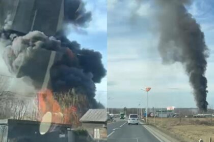 incendiu de proportii la o vulcanizare din judetul sibiu traficul pe dn 1 la vestem este blocat video 698f1b4fbe4cb