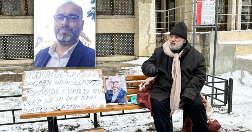 un barbat face greva foamei in fata judecatoriei iasi acuzand un avocat de inselaciune i am dat 20 000 de euro ca sa imi ia o garsoniera si el a fugit cu banii 6995045553414