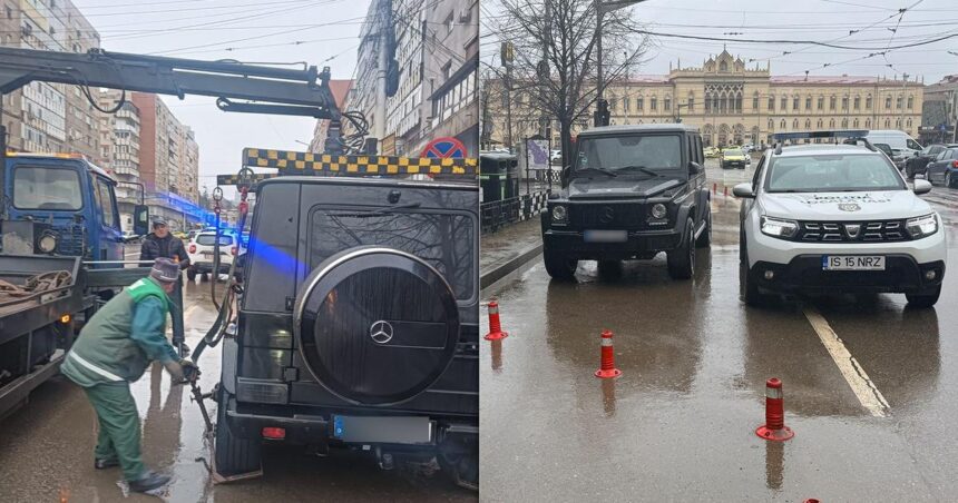 un mercedes clasa g cu numere de germania a blocat o strada din iasi timp de peste o ora politistii nu au reusit sa ridice bolidul deoarece era prea greu 698683d18277e