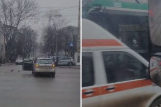 video tramvaie blocate in cug in urma unei tamponari produse intre o ambulanta si un autoturism 698ee1cf537c3