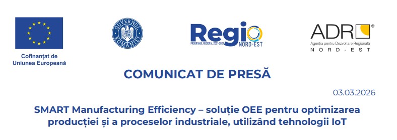 a fost lansat proiectul cu titlul smart manufacturing efficiency solutie oee pentru optimizarea productiei si a proceselor industriale utilizand tehnologii iot p 69a6ae5ee1e25