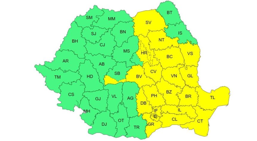 cod galben de ploi insemnate cantitativ in aproape jumatate de tara ninsori la altitudini mari 69c8e4f5c4514