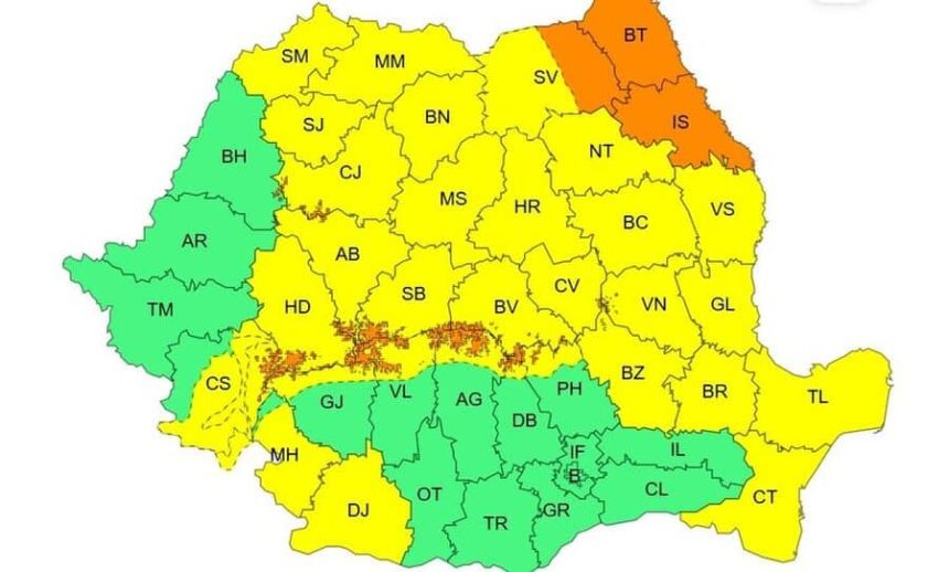 vreme rece cu depuneri de bruma precipitatii mixte pana vineri dimineata avertizari cod portocaliu in iasi 69e88906efe44