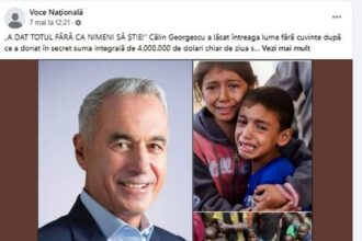 escrocherie cu o donatie secreta pentru copiii saraci fake news viralizat in care apar numele lui calin georgescu si george simion 6a00b0f7936c7