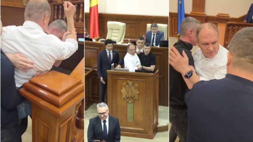 primarul chisinaului luat cu forta de la tribuna parlamentului dupa un scandal in plen video 6a18534bb0ea9